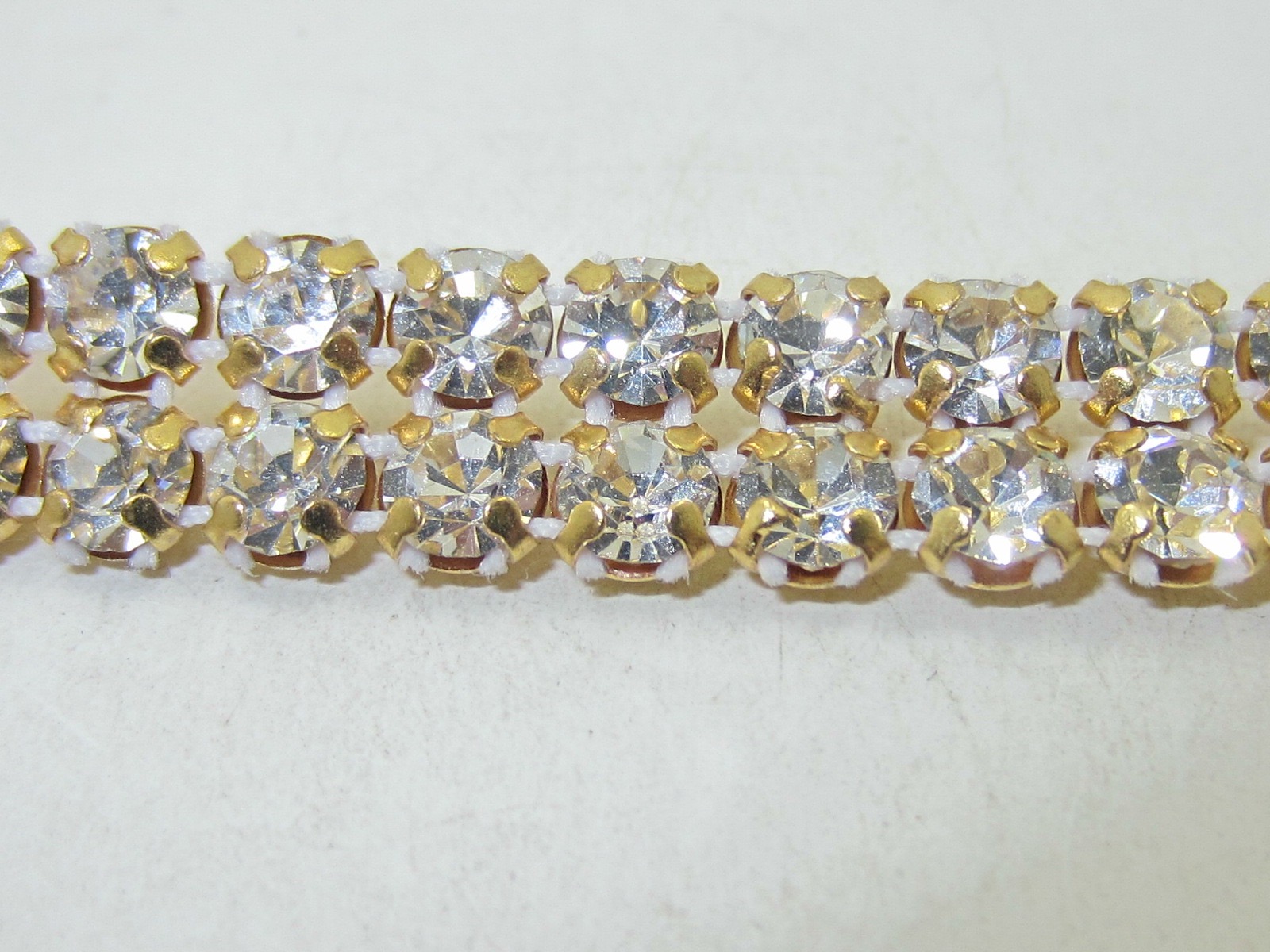 2 ROW/FT. 29ss CRYSTAL/GOLD PRECIOSA RHINESTONE CHAIN